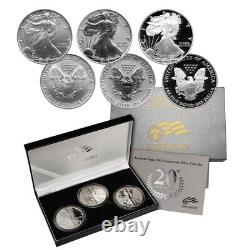 Ensemble de 3 pièces d'argent commémoratives de la 20ème anniversaire de l'aigle américain de 2006 de l'US Mint avec boîte et certificat d'authenticité