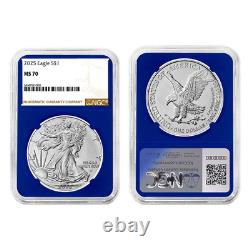 Ensemble de 3 pièces de l'Aigle d'Argent Américain 2025 1 $ NGC MS70 Étiquette Marron Rouge Blanc Bleu