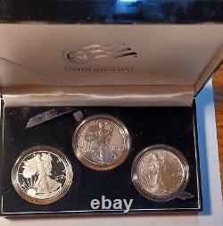 Ensemble de 3 pièces de l'Aigle en argent américain de 2006 - 20e anniversaire - US Mint OGP COA 1 $