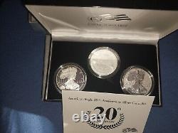 Ensemble de 3 pièces du 20e anniversaire de l'American Silver Eagle de 2006 avec étui/boîte/COA