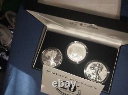 Ensemble de 3 pièces du 20e anniversaire de l'American Silver Eagle de 2006 avec étui/boîte/COA