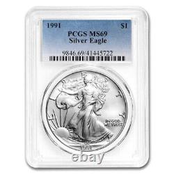 Ensemble de 40 pièces d'aigle en argent MS-69 PCGS (avec boîtes PCGS) de 1986 à 2024