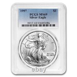 Ensemble de 40 pièces d'aigle en argent MS-69 PCGS (avec boîtes PCGS) de 1986 à 2024