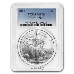 Ensemble de 40 pièces d'aigle en argent MS-69 PCGS (avec boîtes PCGS) de 1986 à 2024