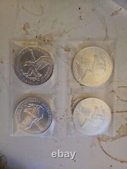 Ensemble de 4 pièces d'argent aigle argenté 1oz pièces d'argent en condition de preuve