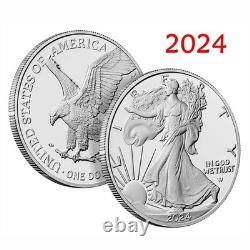 Ensemble de 5. 2024 1 oz. 999 Argent Fin American Eagle pièce de 1 $ BU