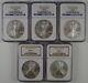 Ensemble De (5) Pièces De 2007-w American Silver Eagle Ngc Ms69
