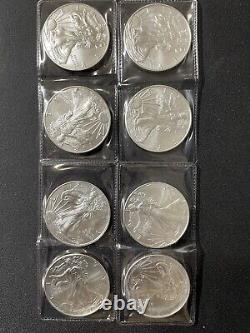 Ensemble de 8 Pièces de 1 Dollar Américain Silver Eagle 2019 1 oz. 999 BU 8 Pièces