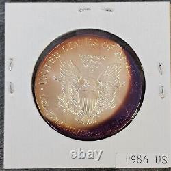 Ensemble de 9 pièces d'argent American Eagle de 1986, qualité Brillant Universel, non circulées, provenant de la Monnaie des États-Unis