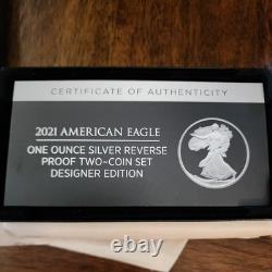 Ensemble de deux pièces en argent revers proof d'une once American Eagle 2021