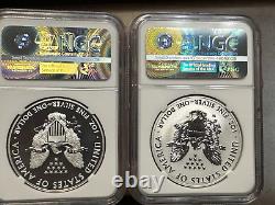 Ensemble de pièces d'argent American Silver Eagle 2013-W - Ensemble de 2 pièces améliorées et inversées NCG SP69 / PF69 - A2