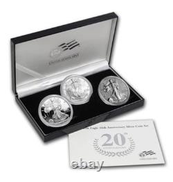 Ensemble de pièces en argent American Eagle 20e anniversaire de la Monnaie des États-Unis 2006 avec certificat d'authenticité et boîte