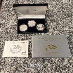 Ensemble de pièces en argent American Eagle 20e anniversaire de la Monnaie des États-Unis 2006 avec certificat d'authenticité et boîte