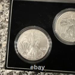 Ensemble de pièces en argent American Eagle 20e anniversaire de la Monnaie des États-Unis 2006 avec certificat d'authenticité et boîte