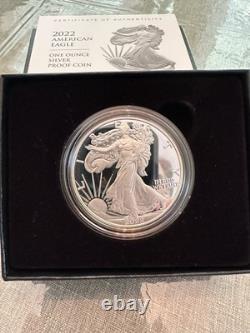 Ensemble de pièces en argent américain Silver Eagle Proof 2016-2024. OGP Type1&2 bord lettre 2016