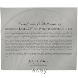 Ensemble de pièces en argent du 25e anniversaire de l'Aigle américain 2011 avec certificat d'authenticité SKUCPC7073