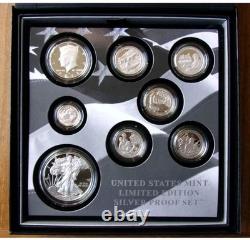Ensemble de pièces en argent en édition limitée 2017 de la Monnaie américaine 8 pièces Aigle en argent américain COA