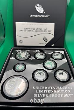 Ensemble de pièces en argent en édition limitée 2019 de la Monnaie américaine, 8 pièces, OGP, American Silver Eagle