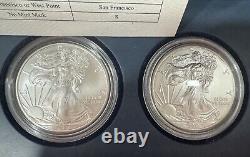 Ensemble du 25e anniversaire de 5 pièces Silver Eagle 2011 avec boîte et certificat d'authenticité, PR, Rev PR, S, W, P #X8