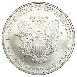 Erreur De La Monnaie 2005 Silver Eagle $1 Ngc Ms67 (obverse Struck Thru)
