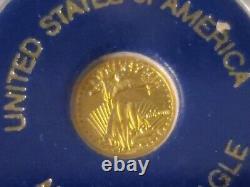 États-unis American Eagle 24k Pièce En Or Massif Ronde 50 $ Miniature Ngm Monnaie