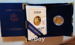 Frais 1991 $ 10.00 ¼ Once D'or Eagle In Coffret De Présentation Us Mint, Navire Libre