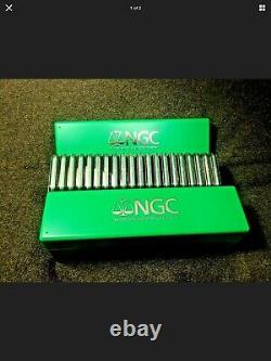 Green Us Mint Sealed Box Silver Eagle Set 1986-2019 Ngc Ms69. 36 Pièces Au Total