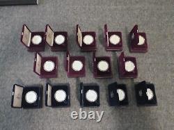 LOT-14 PIECES EN ARGENT PROOF AMERICAN EAGLE US MINT 1986-2000 - MANQUE 96/99 (2-90s)