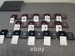 LOT-14 PIECES EN ARGENT PROOF AMERICAN EAGLE US MINT 1986-2000 - MANQUE 96/99 (2-90s)