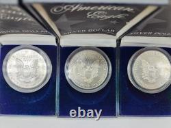 LOT DE (3) Pièces American Eagle Colorisées 1999 de 1 oz. 999 Argent Fin avec COA