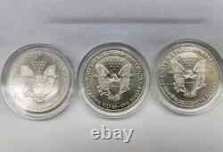 LOT DE (3) Pièces American Eagle Colorisées 1999 de 1 oz. 999 Argent Fin avec COA