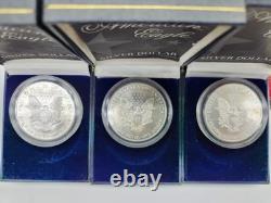 LOT DE (3) Pièces American Eagle Colorisées 1999 de 1 oz. 999 Argent Fin avec COA