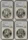 Lot 4 Pièces 1992 American Silver Eagle 1 $ Ms 69 Ngc