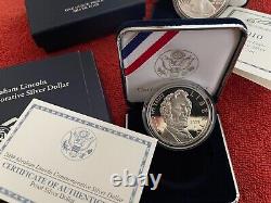 Lot 9 Amer Sil Eagle Proofs 2007w 2016w & 1 Lincoln Comm Proof, Coa Et Ogp