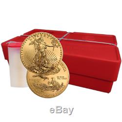 Lot De 100 2019 $ 50 Américain Gold Eagle 1 Oz Brillant Ongecirculeerd 5 Full Rol
