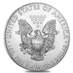 Lot De 100 2021 1 Oz Silver American Eagle $1 Coin Bu (5 Roll, Tube Of 20)