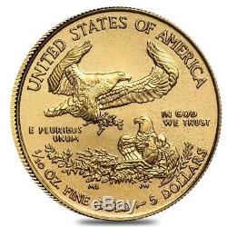 Lot De 10 2020 1/10 Oz D'or American Eagle 5 $ Coin Bu