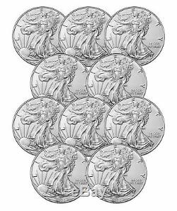 Lot De 10 2020 $ 1 1 Oz Américaine Silver Eagle Coin. 999 Bu Fin Us Mint