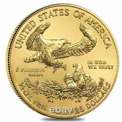 Lot De 10 2021 1/2 Oz Gold American Eagle $25 Coin Bu