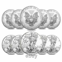 Lot De 10 2021 1 Oz Silver American Eagle $1 Coin Bu