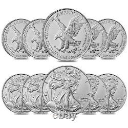 Lot De 10 2021 1 Oz Silver American Eagle $1 Coin Bu Type 2