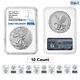 Lot De 10 2021 1 Oz Silver American Eagle Type 2 Ngc Ms 70 Er