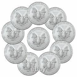 Lot De 10 2021 American Silver Eagle T-1 Bu Brilliant Uncirculated Coins