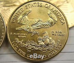 Lot De 10 American Gold Eagles Pièces De 1 Oz, Dates De Collection Au Hasard 1993-2011