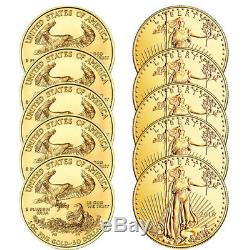 Lot De 10 Pièces Aléatoires American Eagle $ 50 Gold Date $ Au Hasard 1 Bank Wire Paiement Uniquement