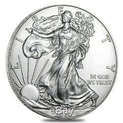 Lot De 200 2020 1 Oz D'argent American Eagle 1 $ Coin Bu (10 Roll, Tube De 20)