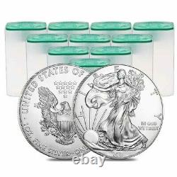 Lot De 200 2021 1 Oz Silver American Eagle $1 Coin Bu (10 Roll, Tube De 20)