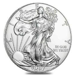 Lot De 200 2021 1 Oz Silver American Eagle $1 Coin Bu (10 Roll, Tube De 20)