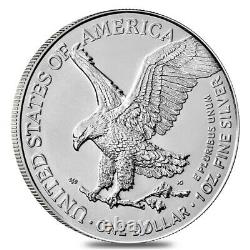 Lot De 200 2021 1 Oz Silver American Eagle $1 Coin Bu Type 2 10 Roll, Tube De