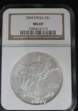 Lot De (20) 1986-2005 American Silver Eagle 1 Oz Set Ngc Ms69